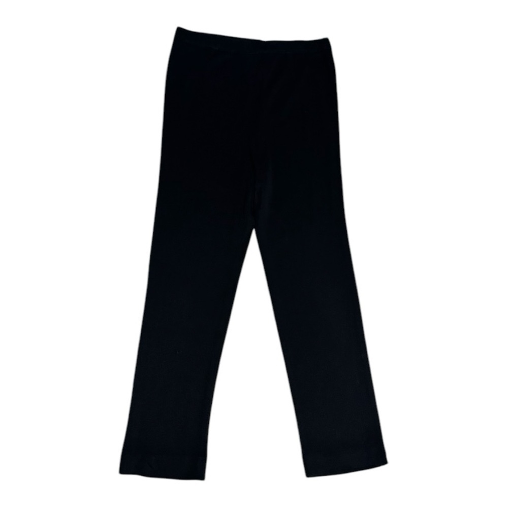 MISOOK Black Pull on Pants High Rise Leg Ankle Cropped Sz M Vibtage Ribbed Work
